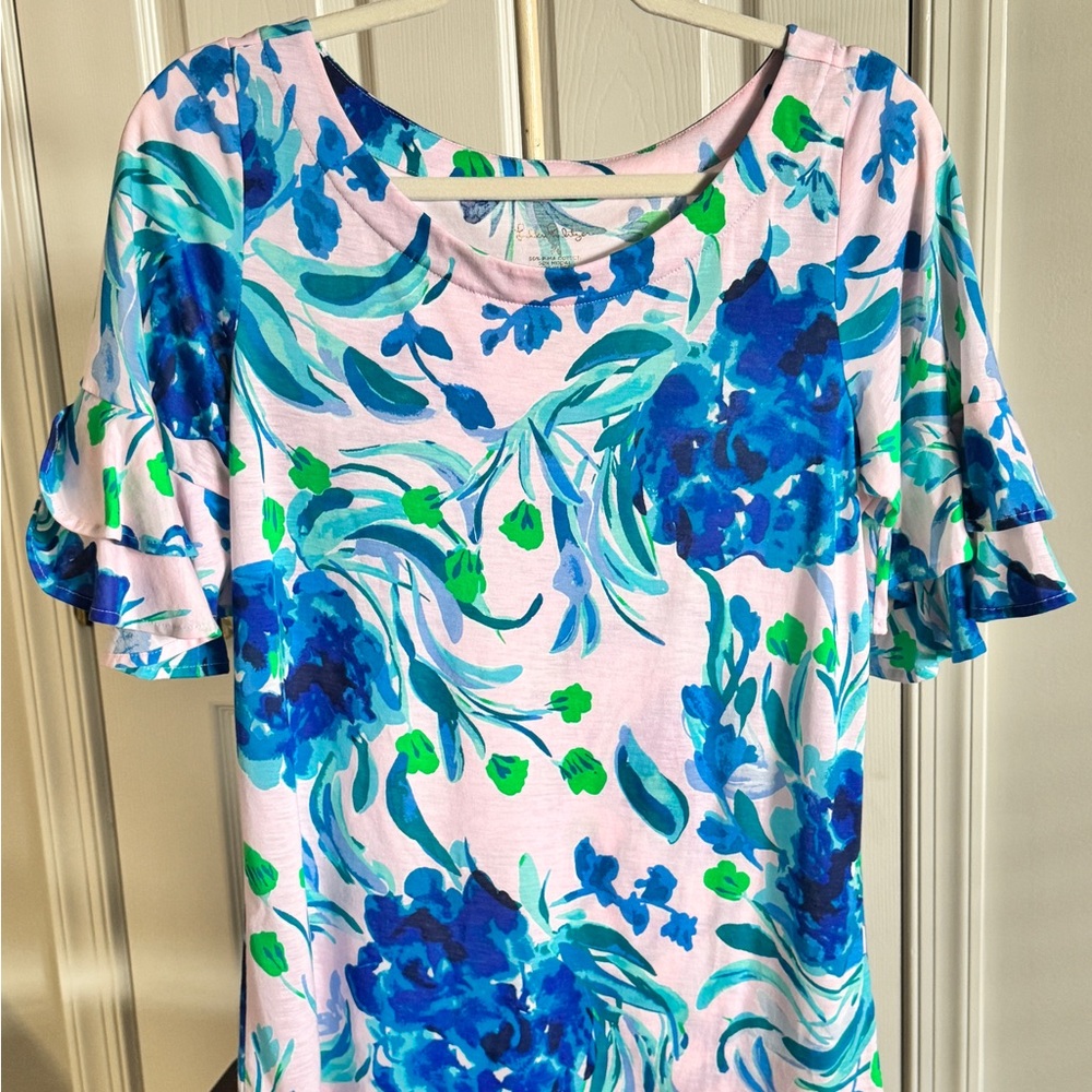 Lilly Pulitzer Blue and Green Floral Blouse